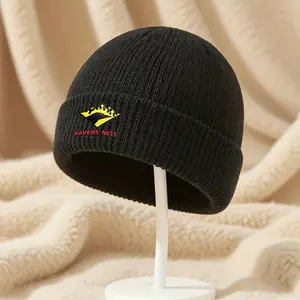 S&T Men's and Women's Winter Beanie Hat with Crow's Nest and Flame Logo - Gothic Crow Logo Knit, Soft Acrylic Multi-Color (Black/Green/Navy Blue/White/Pink/Red) - Suitable for Nordic Themed Clothing and Crow Enthusiasts' Warm Cold Weather Accessories