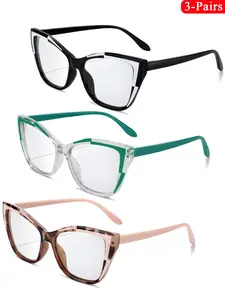 3 Piece Set Cat Eye Glasses, Fashionable Outdoor Eyewear, Casual Daily Accessories, Trendy Festival Party Costume, Travel Beach Sunglasses, Lightweight Durable Sunglasses