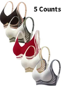 Women's Color Block Knitted Bra,  Minkmalist Medium Comfortable Fit Push Up Bra,Underwear for Women,Softness Underwear forAll Seasons, Bras for Women, Womenswear,Wirefree Bra, Wireless Compression Bras,Wireless Padded Bras,Breathable Comfy Bra