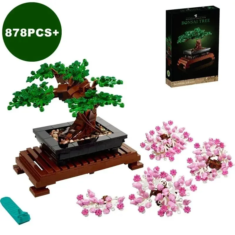 Creative adaptation 10281 bonsai tree bouquet building block model decoration cactus plants 878 potted brick toys for home desktop plants and holiday gifts Creative Building Blocks