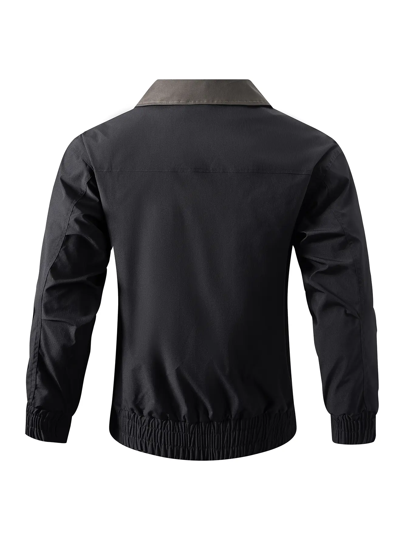 Men's Colorblock Polyester Long-Sleeve Zip-Up Cropped Structured Barn Detroit Bomber Jacket, Stylish Streetwear Spring Layering Top for NYC Daily Casual Wear
