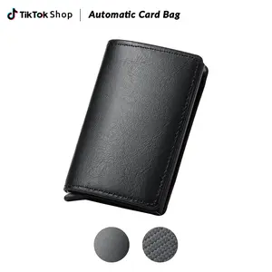 Smart Wallet,Men's Card Holder Bag,Pop-Up Wallet,6-9 Cards Capacity,Men's Front Pocket Wallet,Automatic Bomb Card Type Buckle Card Clip,New Metal Aluminum Shell RFID Card Cover,Business Card Case