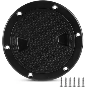 Boat-Ready Black Round Non-Slip Inspection Hatches - Sizes 4", 6", 8" with Detachable Cover - ABS Plastic Screw Out Access Hatch Cover for Kayak, Yacht, Marine Accessories Black