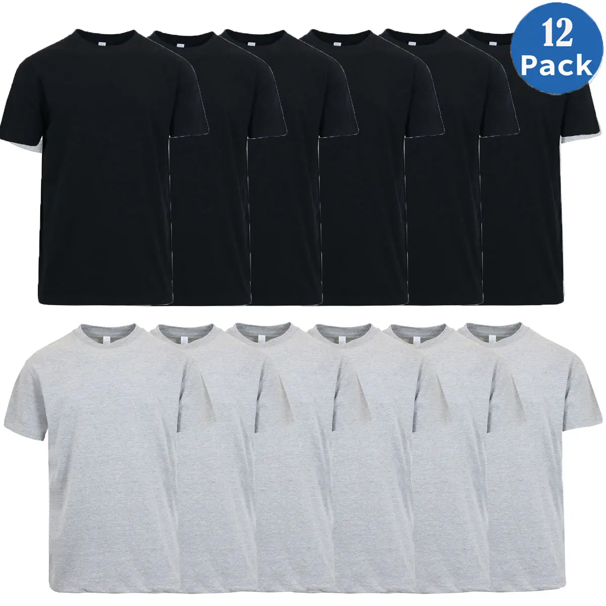 (12-Pack) Black-Heather Grey