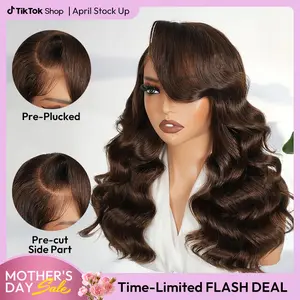 [Brown Side Part Wig] West Kiss Glueless Dark Brown Right Side Part Wigs Copper Orange LayerCut Body Wave 6x8 Lace Closure Wig Pre Cut Pre Plucked Human Hair TikTokShopStockUp