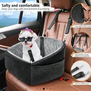 PetSafe Dog Car Seat for Small Medium Dogs Detachable Washable Booster Seat Under 30lbs with Storage Pockets & Safety Belt Black