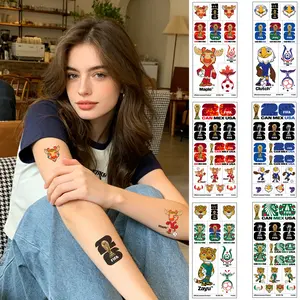 FIFA Mascot Glitter Tattoo 6 Individually Wrapped Sheets Stickers for Kids Adults, Waterproof Temporary Tattoos for Boys Girls Soccer Fans and Game Day Parties