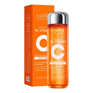 SADOER 5X Vitamin C Brightening Toner 130ml, Niacinamide Hyaluronic Acid Hydrating Moisturizing Face Toner Hydrate