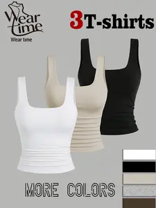 Women's Casual Slim-Fit Backless Top, All-Season Plain Color Top, Versatile Layering Piece for Women, Comfortable Daily Wear, Casual Tank Top