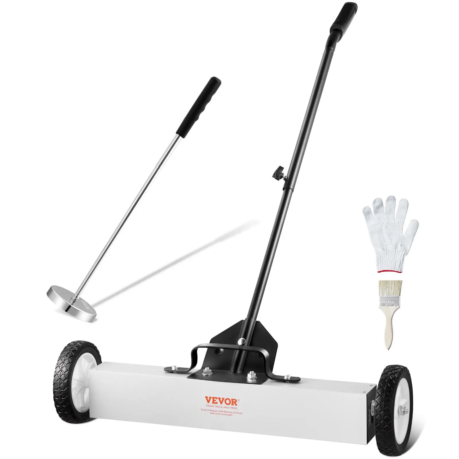 【summerfinds】VEVOR 24-Inch Magnetic Sweeper with Wheels, 50 lbs Capacity, with Telescoping Magnetic Pickup Tool, Adjustable Handle, Magnetic Pickup Sweeper to Pick Up Nails and Screws, for Workshop, Garage, Yard