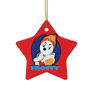 Frosty Ceramic Ornament, Holiday Winter Decor, Christmas Tree Decoration, Snowy Ornament Gift, Festive Seasonal Decor, Home Decoration