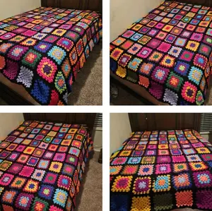 Multicolor Granny Square Handmade Blanket - Vibrant Handcrafted Throw for Cozy Home Decor