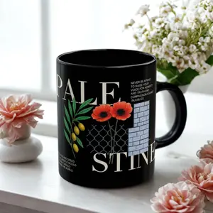 Palestinian Mug, Unique Cultural Coffee Cup, Traditional Ceramic Drinkware