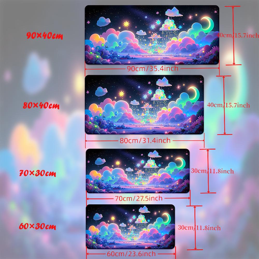 1pc XXL Anime Space Table Mat, Pastel Nebula & Stars Design, Non-Slip Rubber, Washable, Water-Resistant, HD Printed Desk Pad for Gaming, Office, Computer, Multi-Functional Mousepad