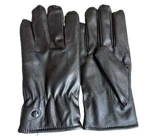 Black Leather Gloves Unisex Driving Winter Gloves One Size for Men and Women
