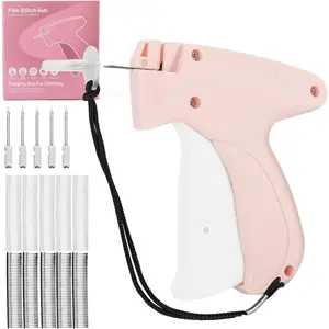 Upgraded Micro Stitch Gun for Quick Clothing Fixer, Hijab Headscarf Wrap Styling Sewing Machine Kit Mini for Quick Fixes, Tagging Gun for Clothing with 5 Fine Needles,1000 Black & 1000 White Multifunctional Home Sewing