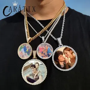 CARÁTIX - Round Memory Medallions Custom Picture Pendant Necklace for Men Hip Hop Jewelry Large Size Photo PendantValentine's Day Gift for Men & Girls & Boys Mothers' Day Gift #Springtok