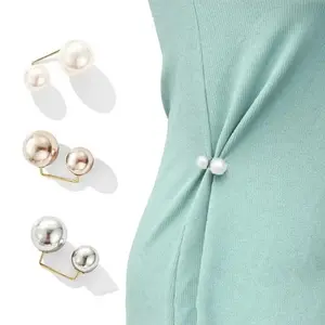 Elegant Pearl Safety Pins Set (3 Pieces), Adjustable Waist Buckle Kit for Jeans & Dresses, Fashion Brooches for Clothing Accessories