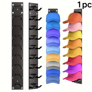 1 Pack Baseball Cap Storage Rack, Strong Adhesive Wall-Mounted Hat Rack, Multi-Layer Hat Storage Display Rack, Wall-Mounted Hat Hooks for Hanging 18 Hats, Suitable for Closet Doors And Bedrooms, Wall Mounted Hanger Hat Hanger Holder (Black)