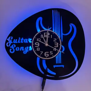 Guitar Vinyl Record Wall Clock, Creative Home Decoration, Music-Themed Pendant, Artistic Gift for Music Lovers, Party Birthday New Year's Gift