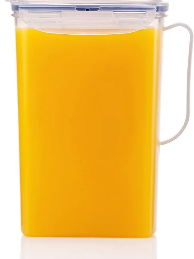 Aqua Fridge Door Water Jug with Handle BPA Free Plastic Pitcher with Flip Top Lid Perfect for Making Teas and Juices.