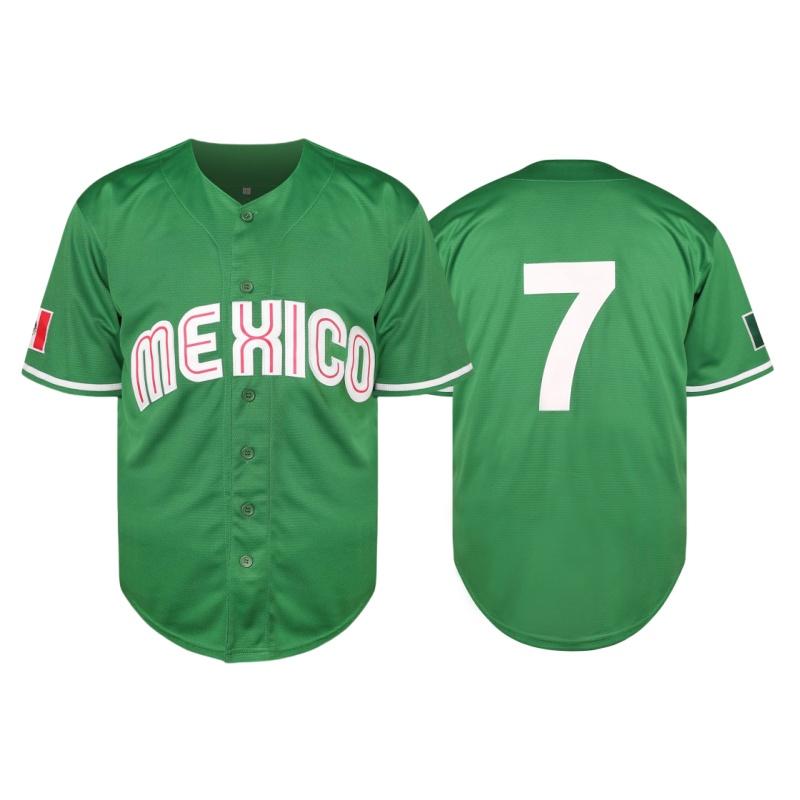 Men's Letter & Number Print Short Sleeve Mexico Baseball Jersey, Loose Sporty V Neck Baseball Top, Men's Sport & Outdoor Clothing for All Seasons, Boys Clothing Christmas gifts