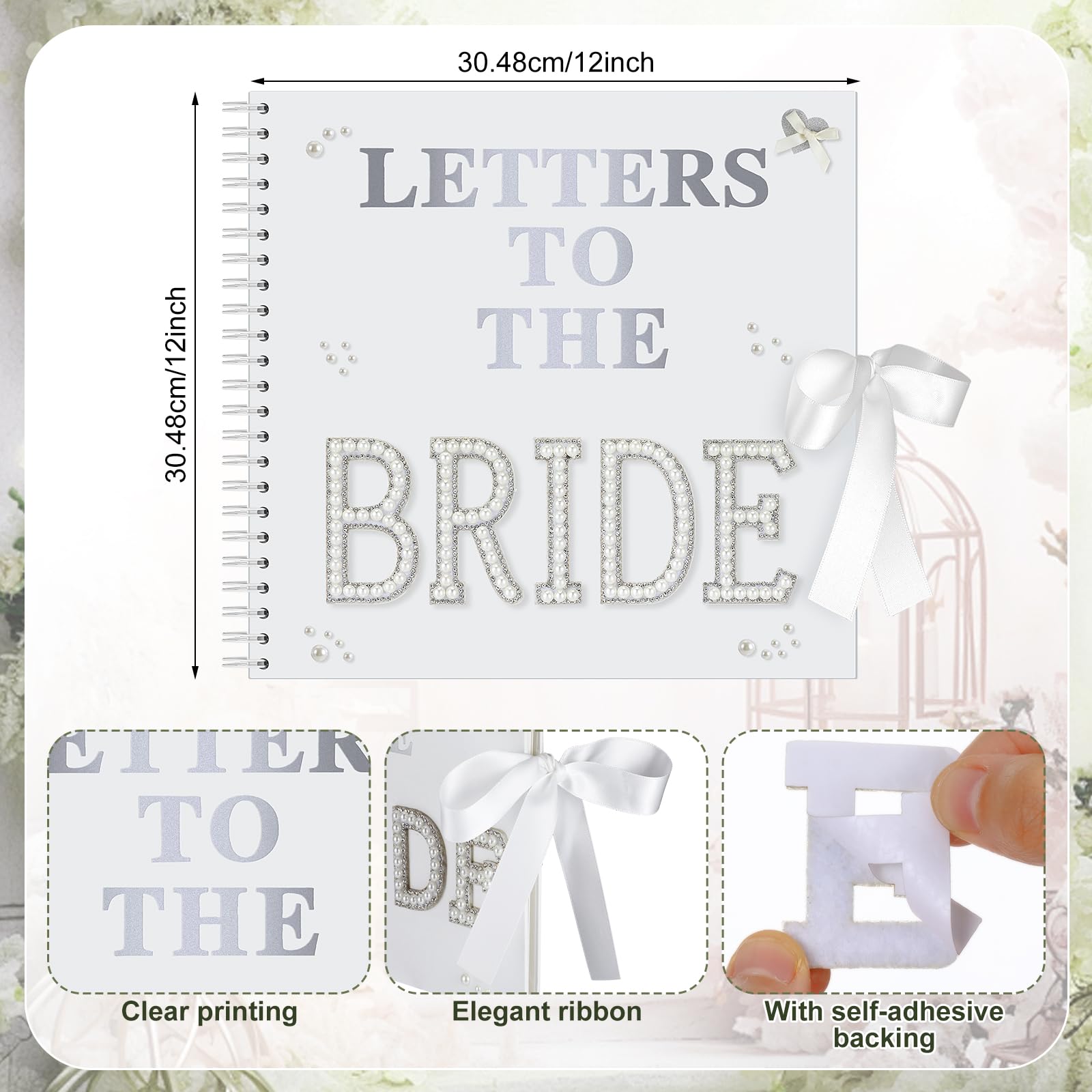 Letters to the Bride Book Wedding Gift - Heartfelt Wedding Letters Scrapbook for Bride, DIY Bridal Shower Gift from Bridesmaids & Mom, Elegant Pearl Decor Keepsake Memory Book for Wedding Morning