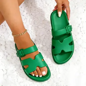 CUBUFLY Women's Flat Sandals with Arch Support, Summer Beach EVA Slides Adjustable Buckle, Comfort Lightweight Cushion Slip on H-Strap Sandal,Walking Shoes Platform Sandals,Elegant Sandals,Lades Sandals 2026