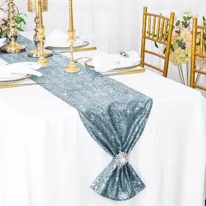 12"x108" Sequin Taffeta Table Runner - Dusty Blue (1pc)