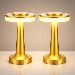 2PCS Cordless Metal Desk Lamp Touch Sensor Control LED Table Lamp 3 Color Stepless Dimmable Battery Powered Modern Standing Light for Living Room Dorm Home Office