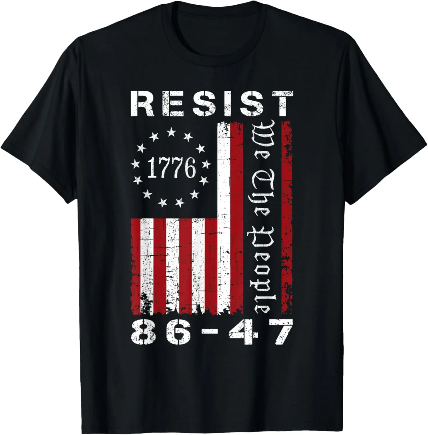 Resist 8647 86 47 Protest We The People Flag Save Democracy Summer Casual Shortsleeve Cotton T-Shirt