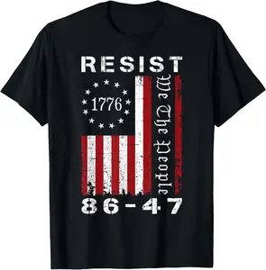 Resist 8647 86 47 Protest We The People Flag Save Democracy Summer Casual Shortsleeve Cotton T-Shirt