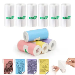 10 Rolls Adhesive  Mini Thermal Printer Sticker Paper (4 Colored+6 White), 57 X 25mm, Mini Pocket Printer Sticker Paper for Most Kids Instant Camera, Kids Instant Camera Refill Mini Printer Paper BPA/BPS-Free
