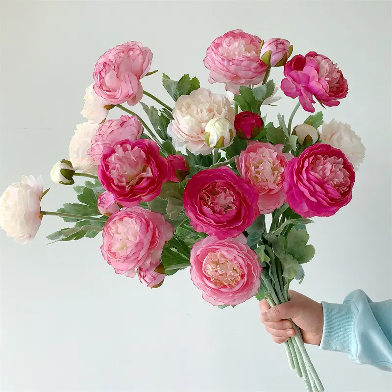 Artificial Flowers Silk Peony Pink Flowers Combo Rose Red Silk Flowers Bouquet 10/20Pcs 30Heads Fake Peonies for Faux Floral Arrangements Home Table Kitchen Wedding Party Farmhouse Decor, Bathroom kitchen decor