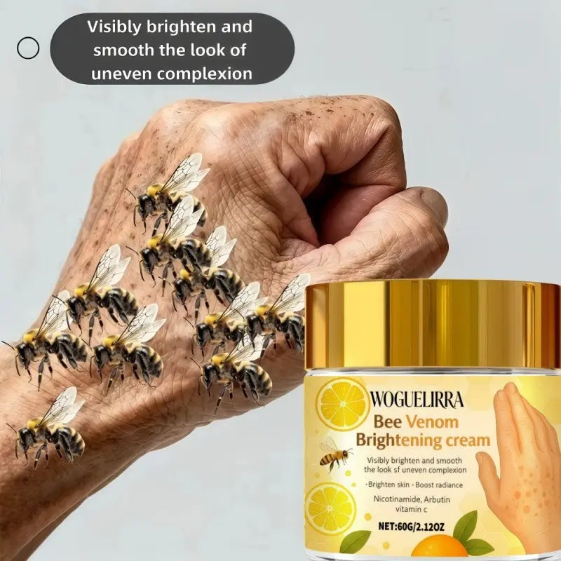 Natural Bee Venom Brightening Cream, Brighten Smooth Skin, Bright Glowing Skin, Spot Treatment for Light Skin, Fragrance-Free Night Moisturizer, Hand and Face Care, Hydrating Formula, Moisturizing