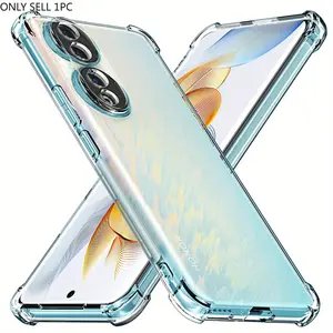 Case for Honor 90 5G, Clear Phone Case with Reinforced Corners Camera Protection Bumper Slim Fit Shockproof Flexible TPU Case, Transparent