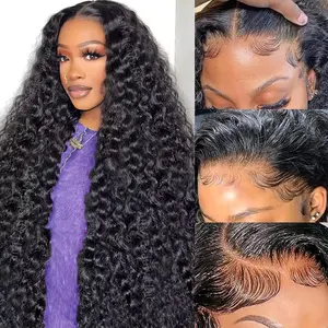 13X6 Deep Wave Lace Front Wigs Human Hair For Brazilian Virgin Hair 180% Density 13X4 Hd Transparent Lace Wigs  Pre-Plucked Natual Hairline With Baby Hair Half Up Half Down Wig