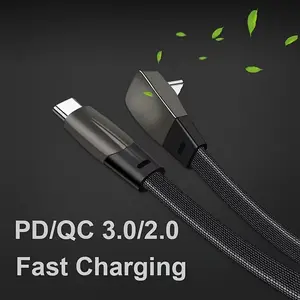 60w Car Bend Type-C Fast Charging Data Cable Compatible with Tesla Model3/y, High-Speed USB Powered Charging Charger Wire for Vehicles