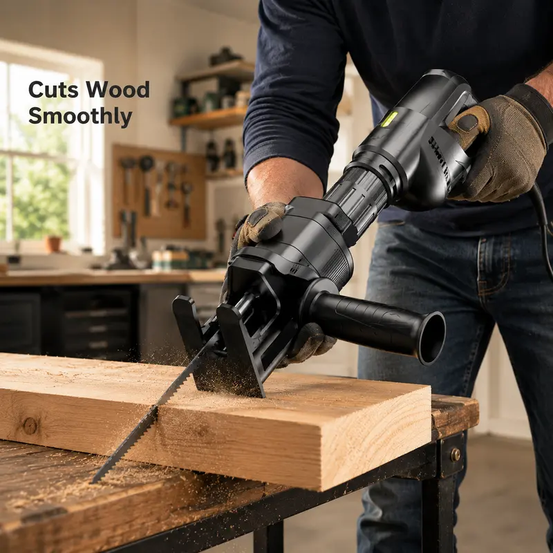 1 Count Reciprocating Saw Conversion Kit with 4 Blades, Quick Change Chuck, Ergonomic Handle for Cutting Metal, Wood, Bone and Plastic