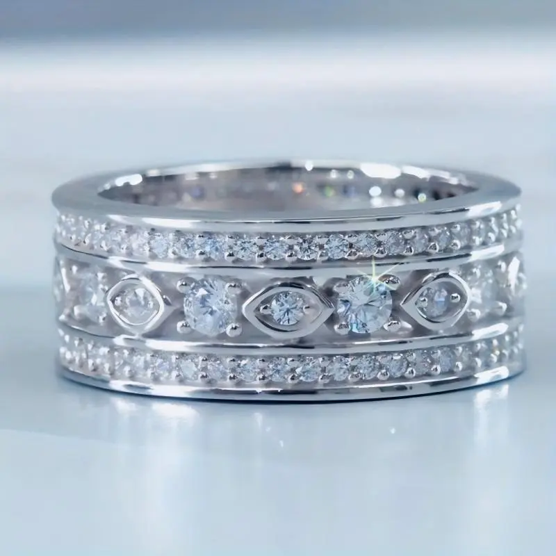 1 Pc Women Fashion Band Rings Trendy Micro Pave Zircon Rings for Women Casual Party Fashion Rings Jewelry Cz Bling
