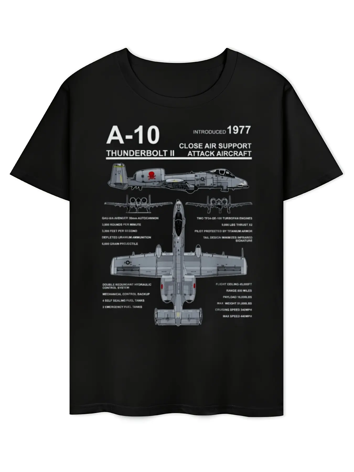 Men's A10 Thunderbolt II Warthog Military Jet Blueprint TShirtVintageation Graphic Tee with Technical SpecsLoose Fit Crew Neck BlackGrey Aircraft Design AllSeason Comfort DHappy Mother Day Shirt for Mom Best Mom Ever Graphic Tee Gift, PLUS SIZE