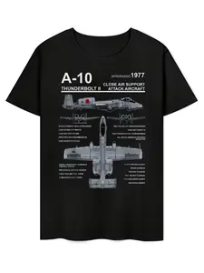 Men's A10 Thunderbolt II Warthog Military Jet Blueprint TShirtVintageation Graphic Tee with Technical SpecsLoose Fit Crew Neck BlackGrey Aircraft Design AllSeason Comfort DHappy Mother Day Shirt for Mom Best Mom Ever Graphic Tee Gift, PLUS SIZE