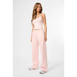 Kaiia Embossed Logo Wide Leg Joggers Sugar Pink