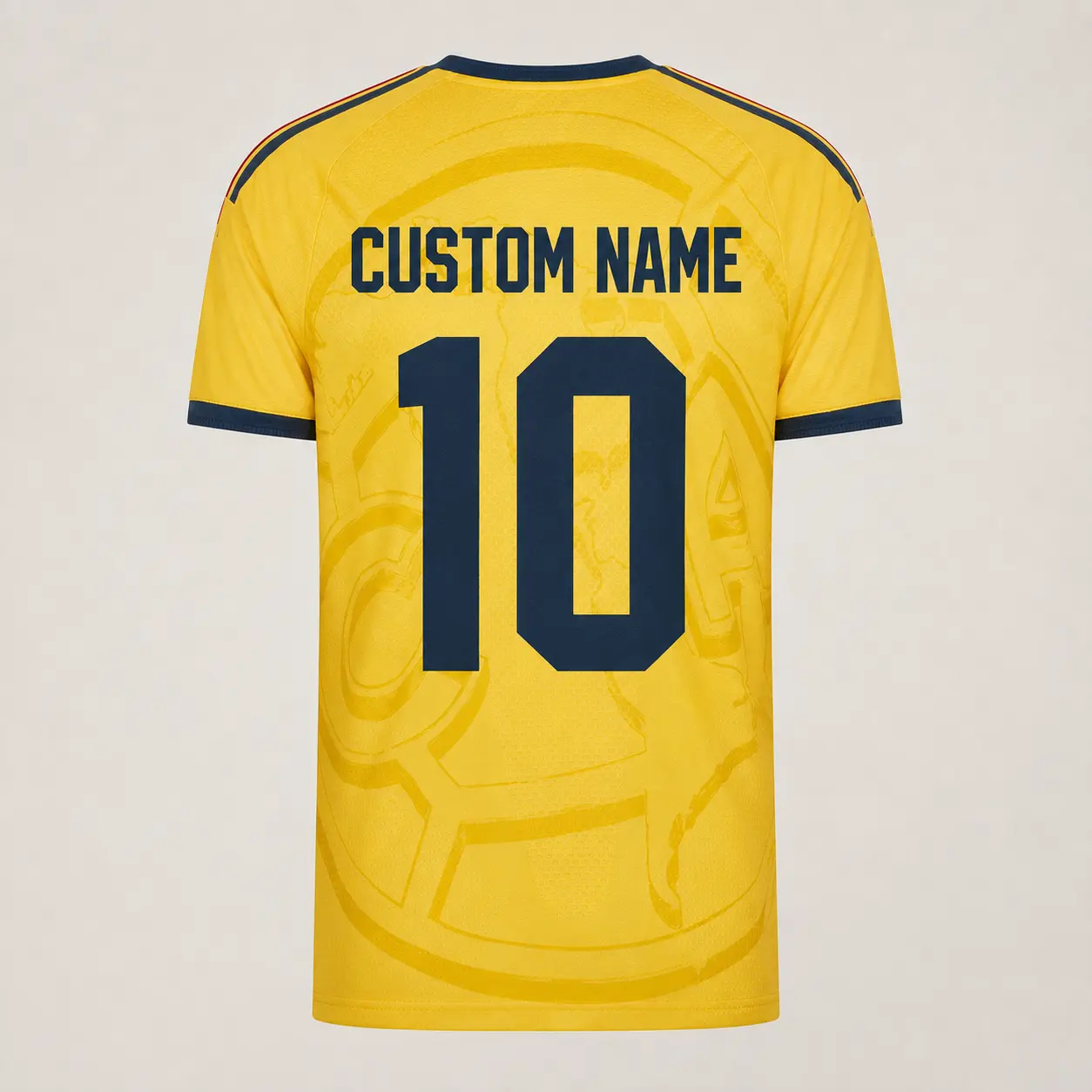 City Yellow Custom Soccer Jersey – Unisex Short Sleeve Football Shirt with Personalized Name and Number, Navy Trim, Lightweight Breathable Match Day Fan Top for Training, Stadium Events, Sportswear and Custom Gift for Men and Women of All Ages
