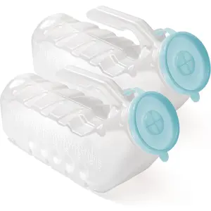 Male Urinal with Glow in The Dark Lid (2 Bottles) 32 Oz Urine Bottles for Men - Pee Bottles for Hospitals, Emergency and travel