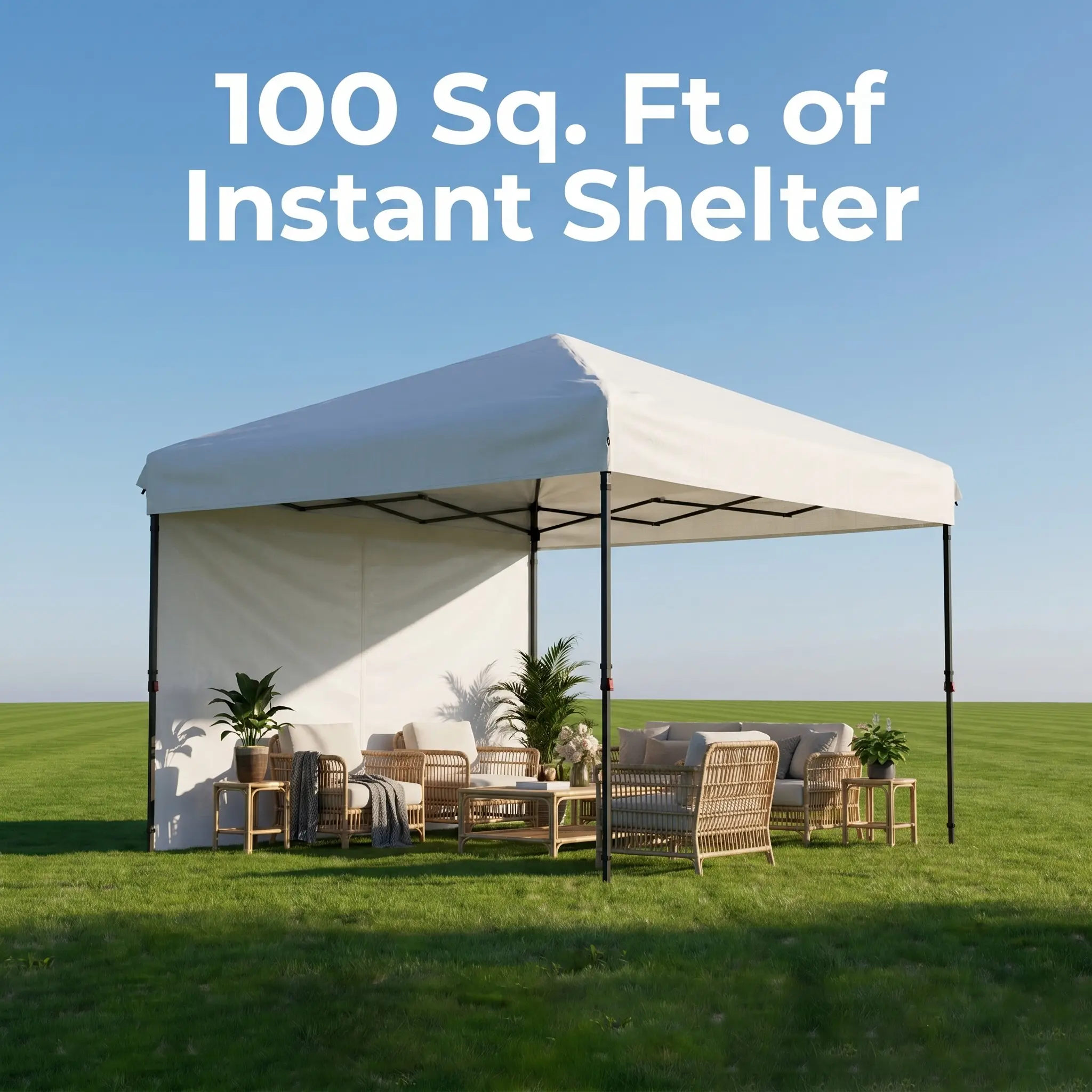 YJ-Garvee 10x10ft Pop Up Canopy Tent Outdoor Canopy ，Waterproof  Shade Canopy，One-Person Set Up Heavy Duty Commercial Instant Tent Shelter