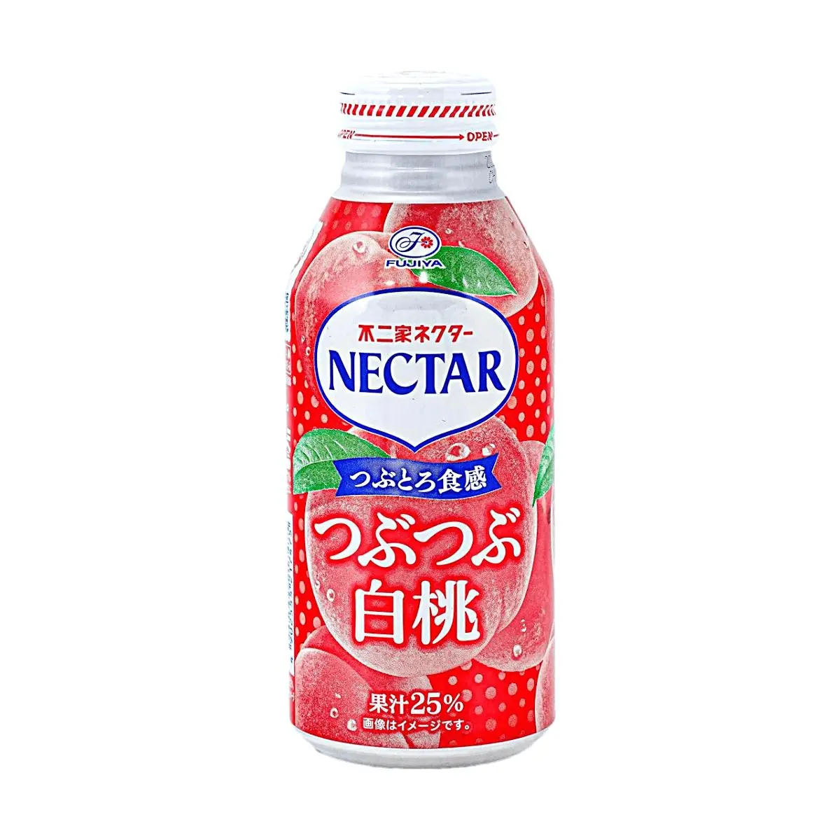 FUJIYA NECTAR White Peach Juice Drink 380g - Real Fruit Pulp & Juice (25%) - Refreshing Japanese Beverage