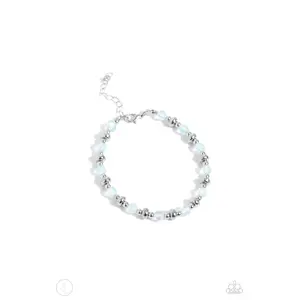 DEW or Die - Blue Reflective Bead Silver Anklet - Paparazzi