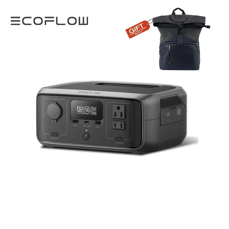 ECOFLOW RIVER 3 230 Portable Power Station with Bag, 230Wh LiFePO4 Battery Power Station, 300W Up to 600W AC Output, <20 MS UPS & <30 dB, 1Hr Fast Charging Solar Generator for Outdoor/Camping/Home Use