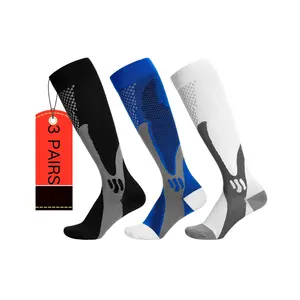 3 Pairs Compression Socks for Men Women 15-25mmhg Knee High Support for Sports, Circulation, Media, Nurse, Running, Travel.